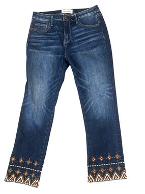 DRIFTWOOD Dark Blue Embroidered raw hem Jeans size 28